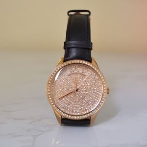 Michael Kors - Crystal Leather Strap Watch